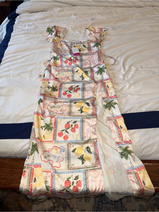 Beginning Boutique Dresses & Skirts - Beginning Boutique White Multi-Color Fruit Print Maxi Dress